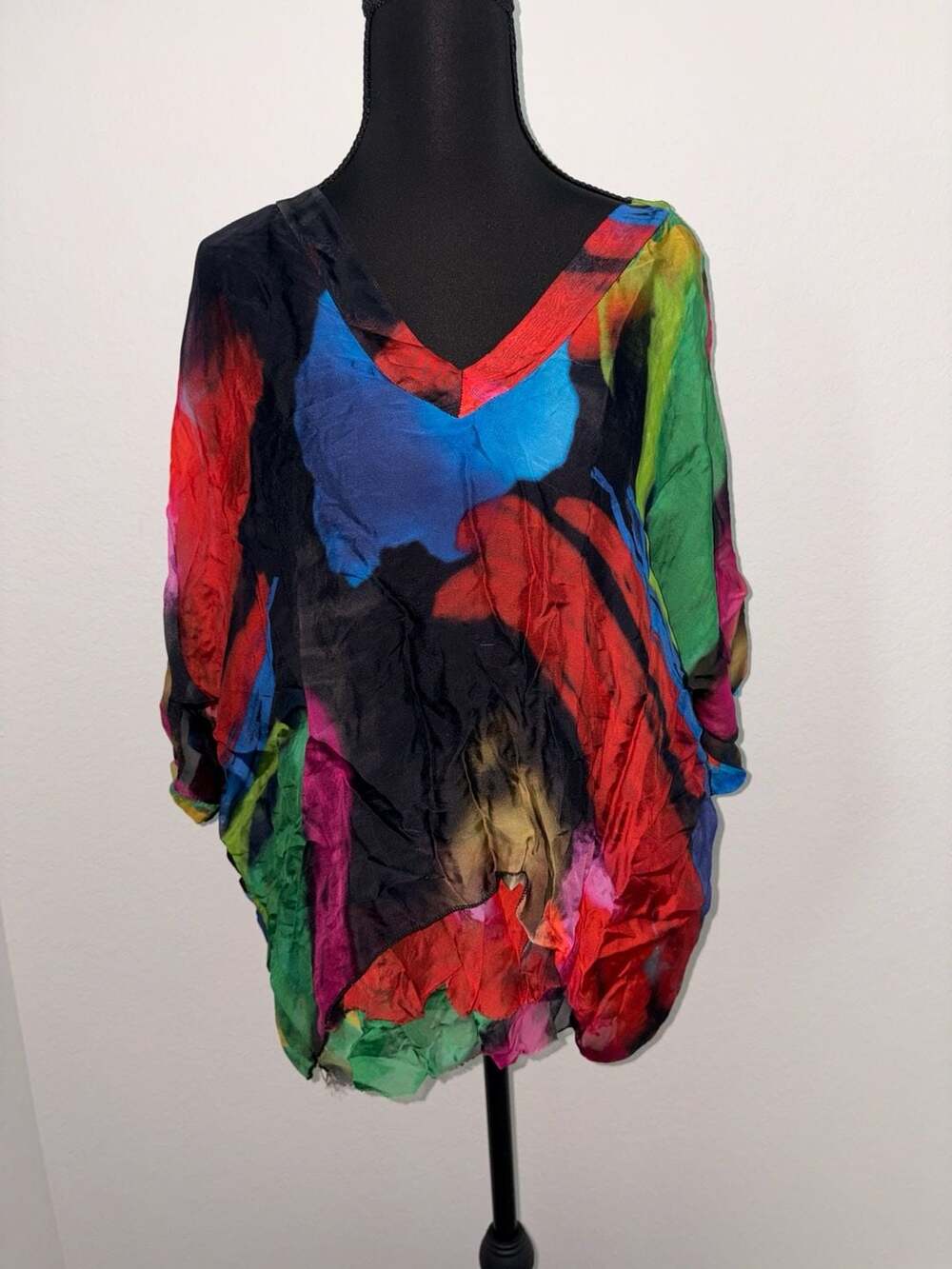 Gigi Moda Silk Tunic Top Multi Color Art to Wear Made in Italy